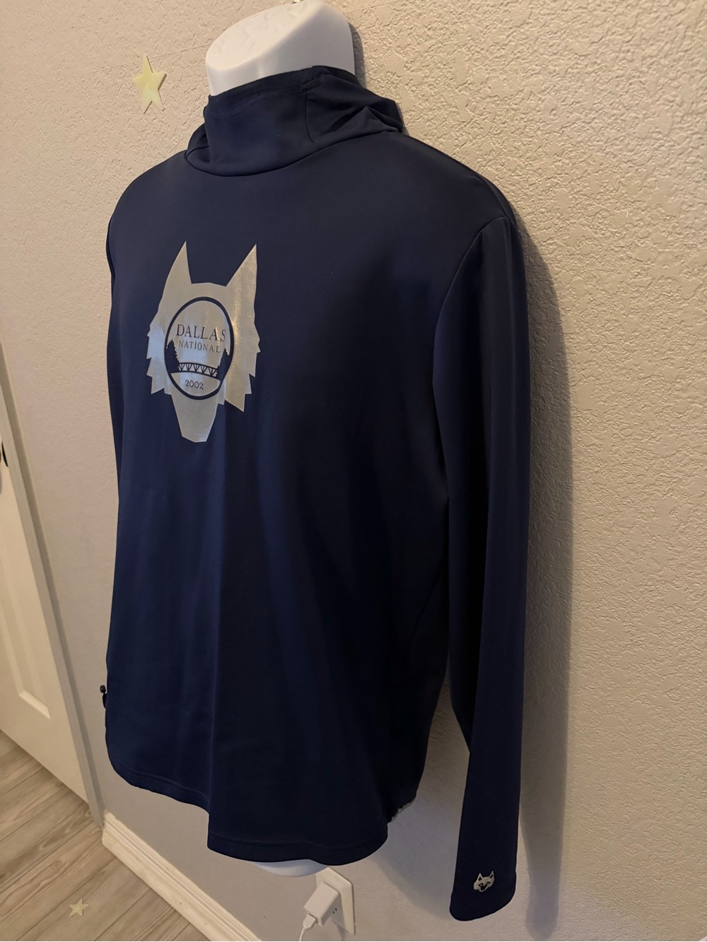 Greyson Navy Performance Long-Sleeve Tee with Silver Fox Emblem
